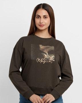 printed crew-neck pullover