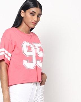 printed crew-neck t-shirt with drop shoulders