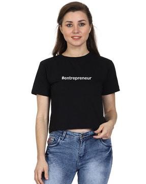 printed crop crew-neck t-shirt