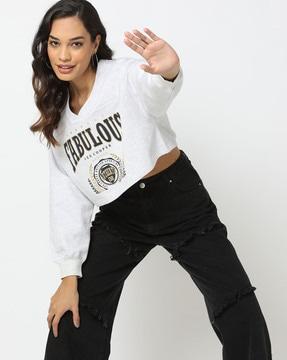 printed crop sweatshirt