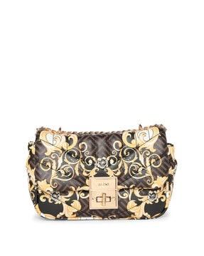 printed crossbody bag with metal accent