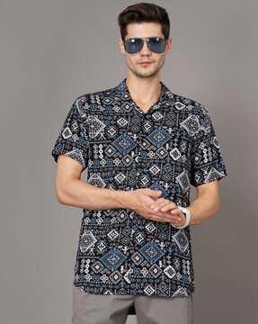 printed cuban collar shirt