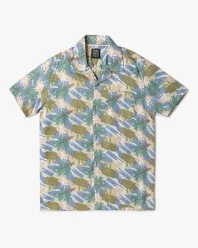 printed cuban-collar shirt