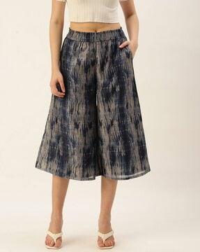 printed culottes with elasticated waist