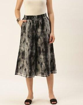 printed culottes with elasticated waist