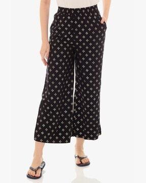 printed culottes with slant pockets