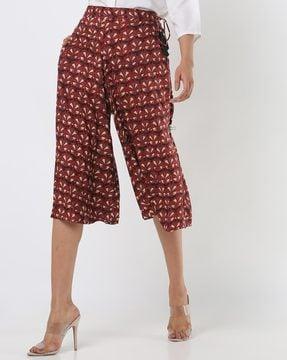 printed culottes with tassel tie-up