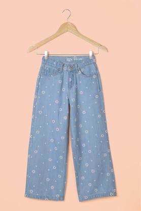 printed denim flared girl's jeans - ice