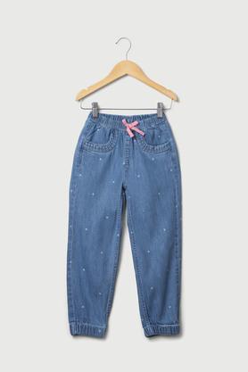 printed denim regular fit girls jeans - stone