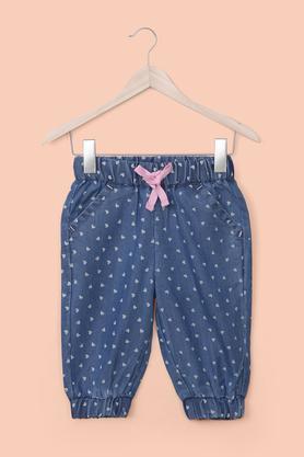 printed denim regular fit infant girl's joggers - mid stone