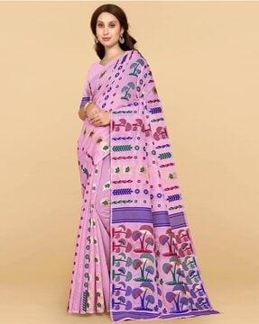 printed dhakai jamdani saree