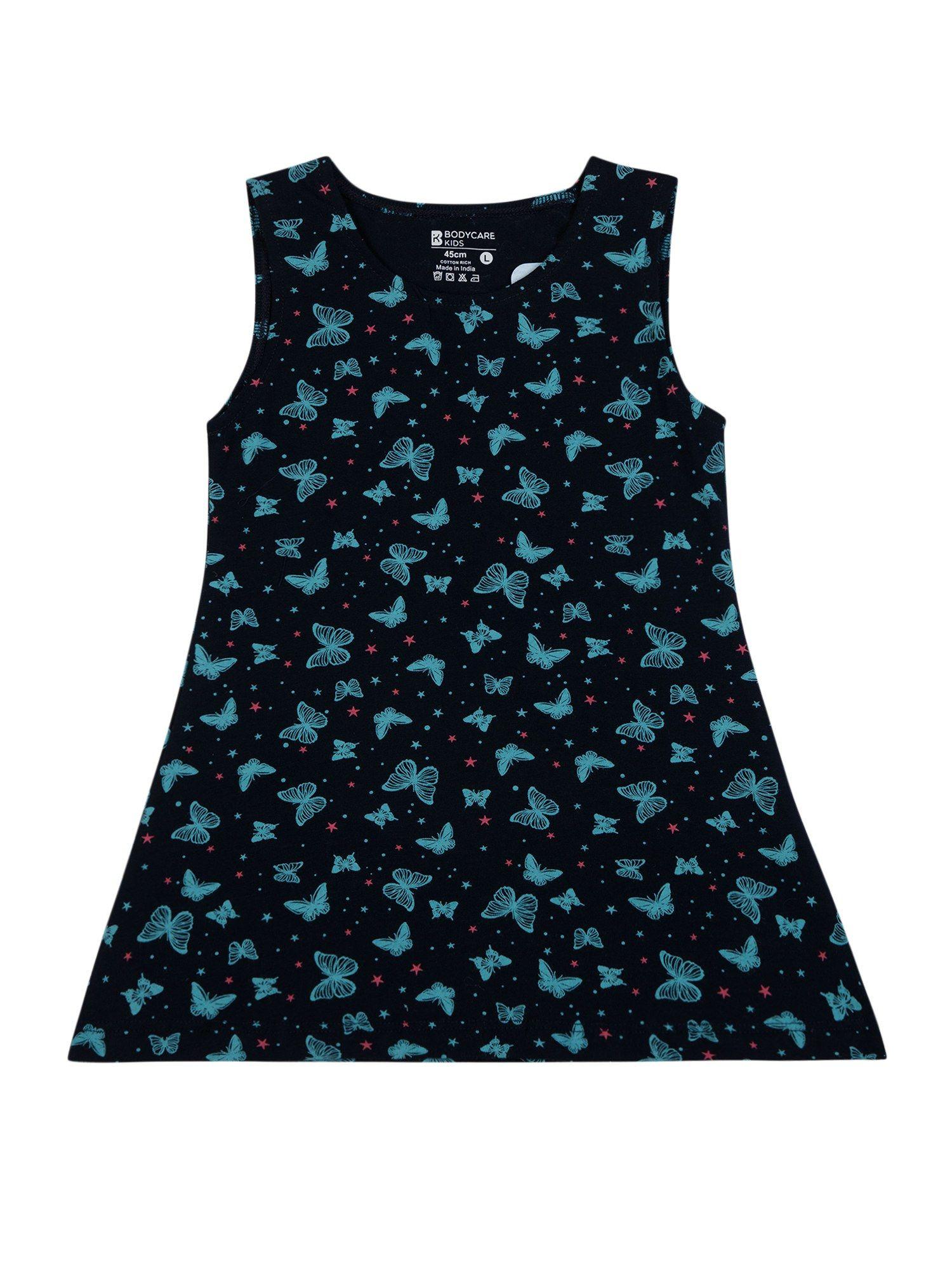 printed dress-navy blue