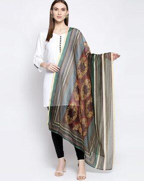 printed dupatta with contrast border