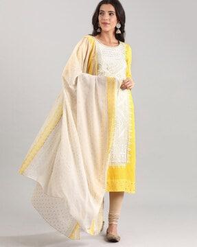 printed dupatta with contrast border