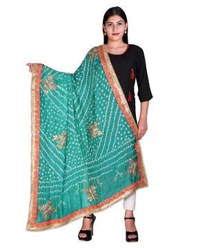 printed dupatta with contrast border