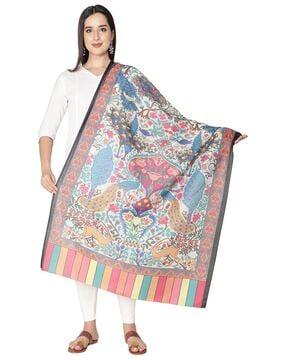 printed dupatta with contrast border