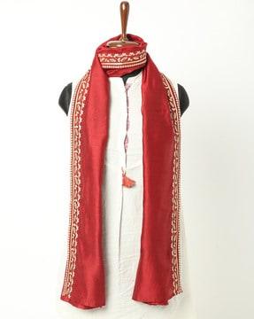 printed dupatta with embroidered border