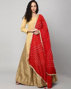 printed dupatta with lace border