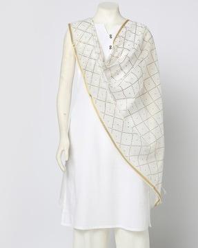 printed dupatta with tassel border