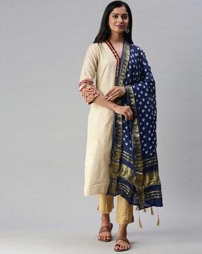 printed dupatta with tassels