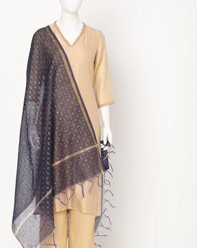 printed dupatta with tassels