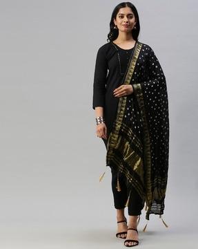 printed dupatta with tassels