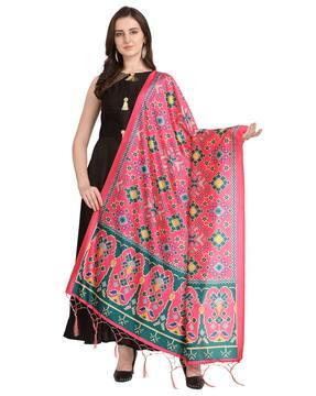 printed dupatta with tassels