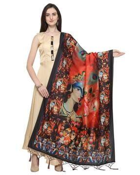 printed dupatta with tassels