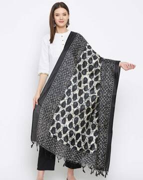 printed dupatta with tassels