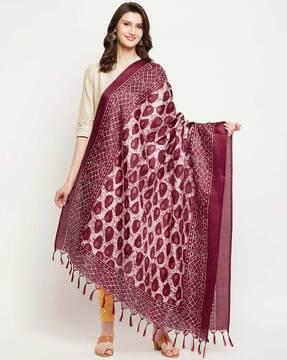 printed dupatta with tassels