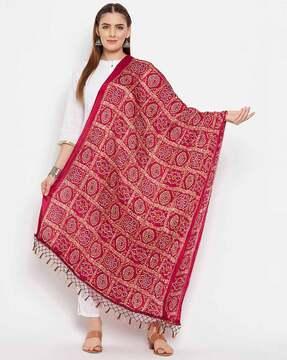 printed dupatta with tassels