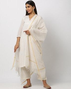 printed dupatta with tassels