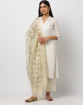 printed dupatta with tassels