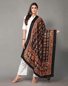 printed dupatta with tassels