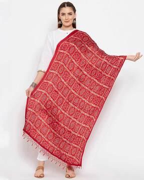 printed dupatta with tassels