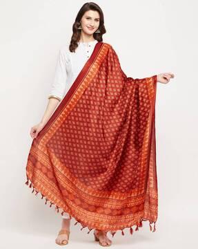 printed dupatta with tassels