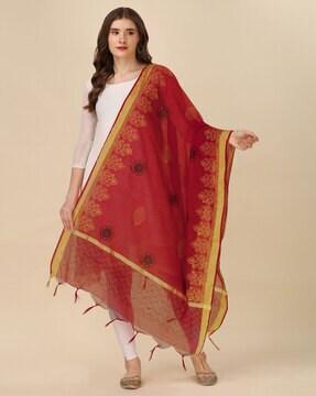 printed dupatta with tassels