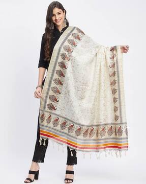 printed dupatta with tassels