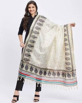 printed dupatta with tassels