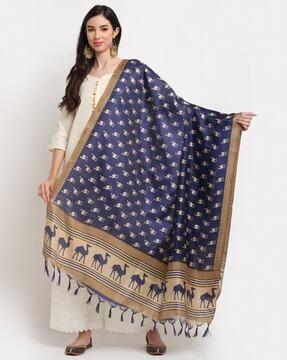 printed dupatta with tassels