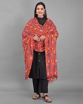 printed dupatta with tassels