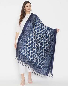 printed dupatta with tassels