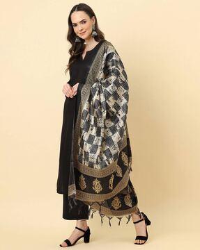 printed dupatta with tassels