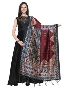 printed dupatta with tassels