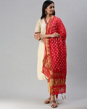 printed dupatta with tassels