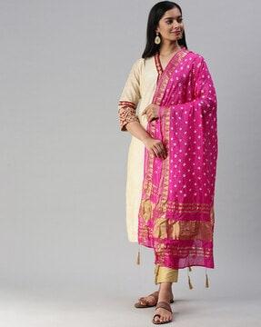 printed dupatta with tassels