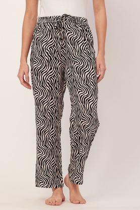 printed elastic waist pajamas women�s lounge pant with pockets - black