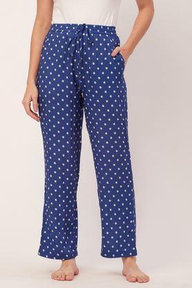 printed elastic waist pajamas women�s lounge pant with pockets - blue