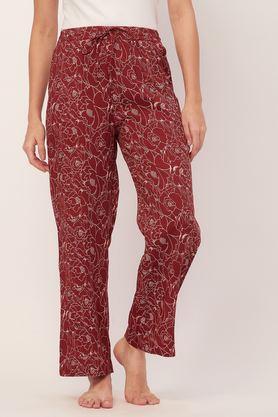 printed elastic waist pajamas women�s lounge pant with pockets - brown