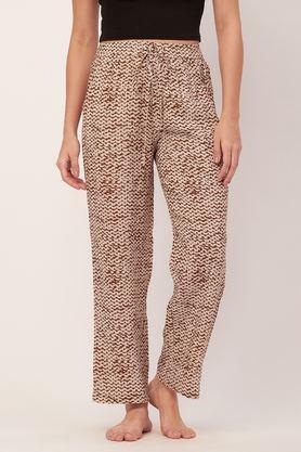 printed elastic waist pajamas women�s lounge pant with pockets - white